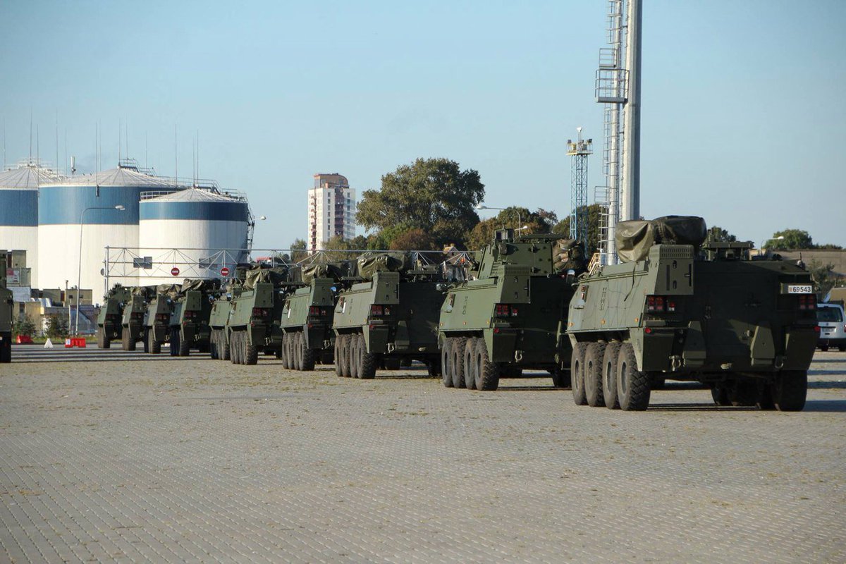 About 350 soldiers and 100 military vehicles has arrived from Belgium to Lithuania, Klaipeda city today