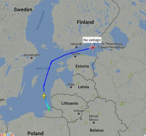 Pair of Russian AF transports out of Kaliningrad Oblast - north over Baltic Sea to Russia  Gulf of Finland 1327z:  RSD984 RA85084 Tu154 RA76828 IL76   
