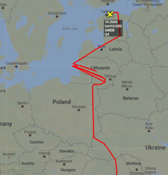 USAF UAV Global Hawk RQ4B Surveillance mission over Baltic states- paying particular attention to Kaliningrad Oblast and Belarus/Russian borders 1419z   