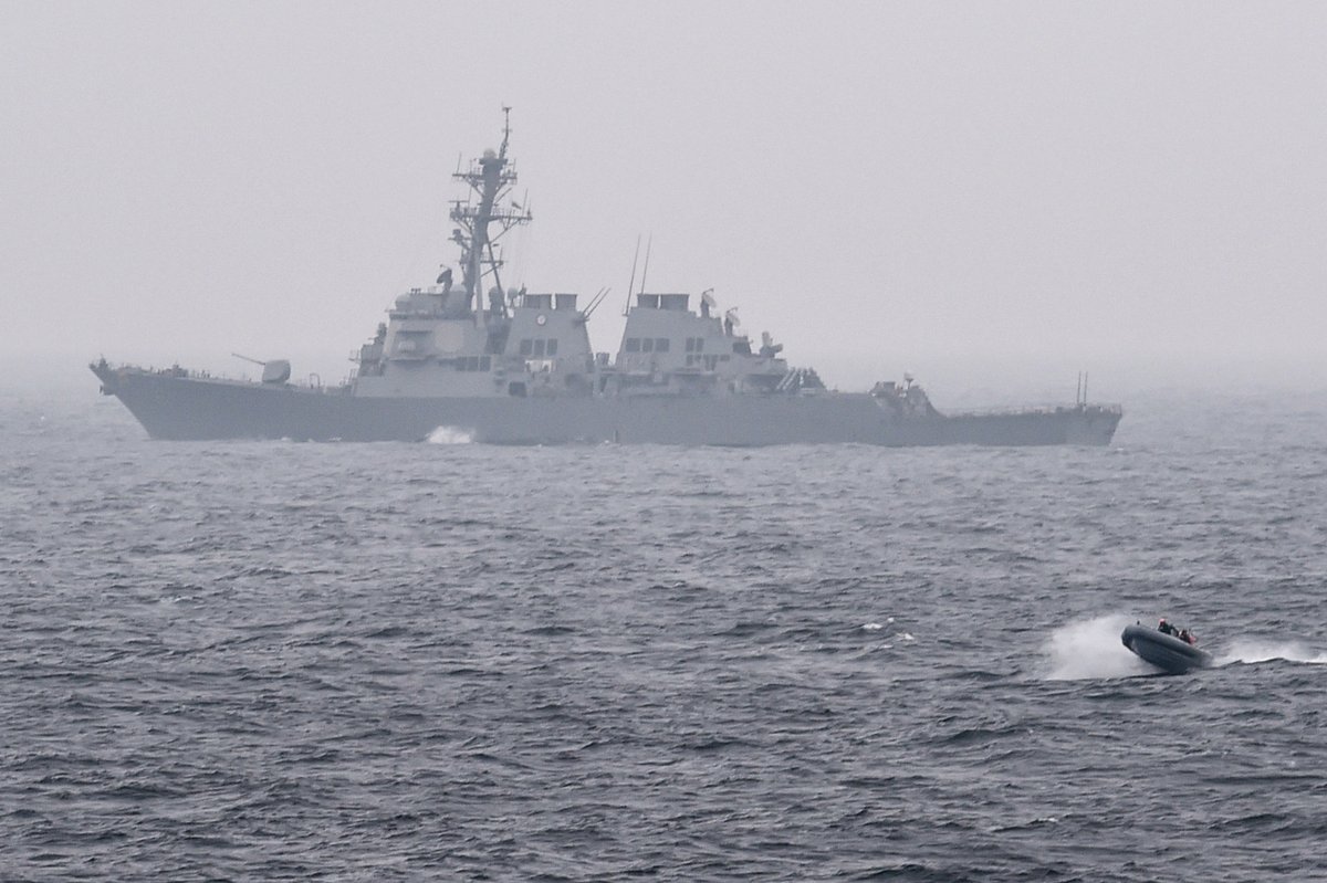 Standing NATO Maritime Group One (SNMG1) flagship USS Gravely conducting small boat operations in the Baltic Sea this week.   