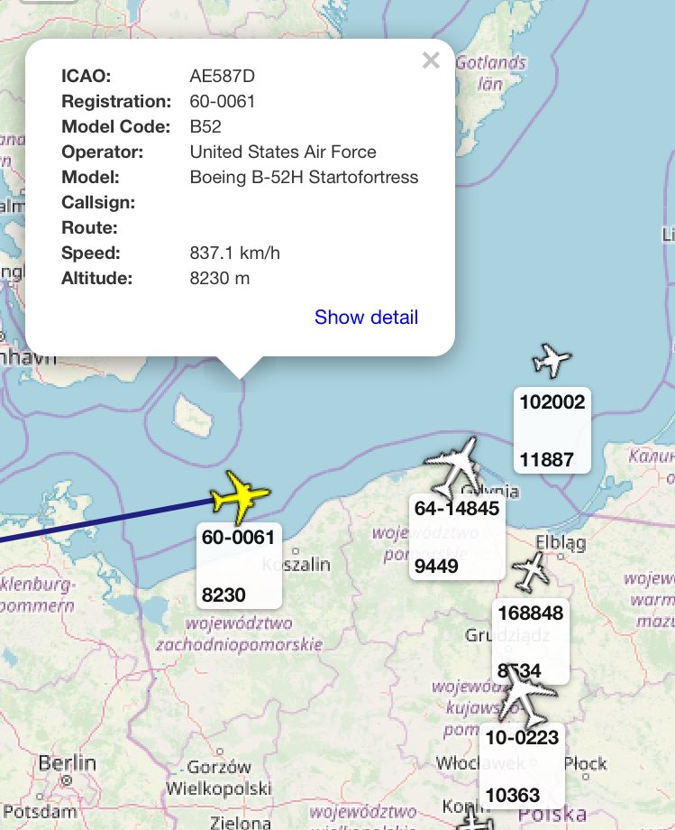 B-52 over the Baltic sea now