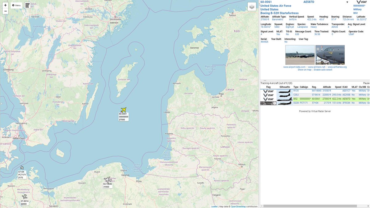 USAF B-52H 60-0061 heading over the Baltic Sea   