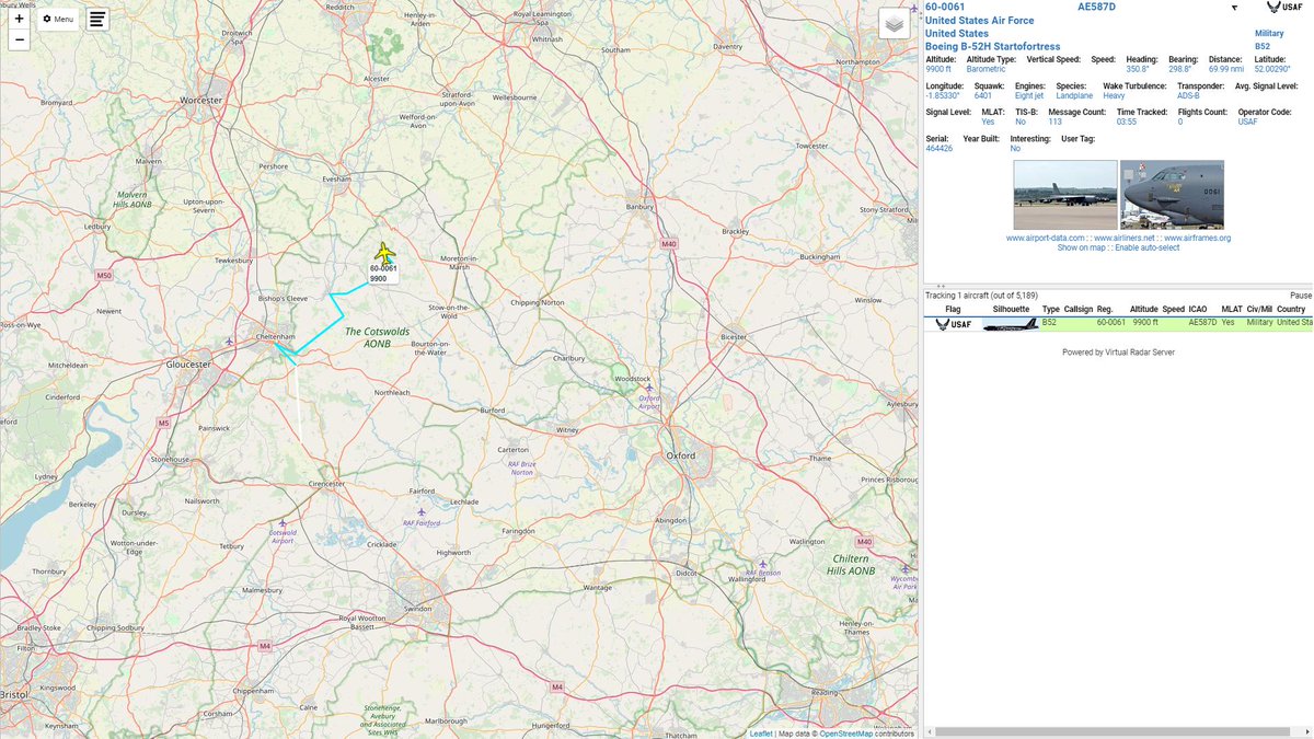 USAF B52 60-0061 departed RAF Fairford   