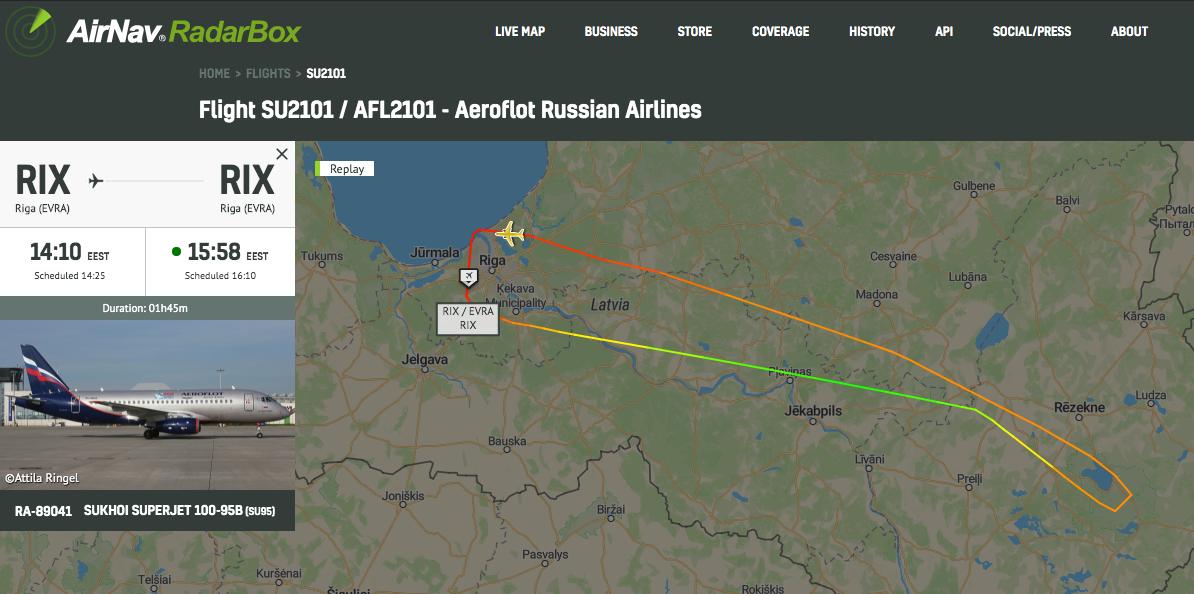 Aeroflot SU2101 to Moscow Sheremetyevo suffered a depressurisation issue and had to return to Riga. The flight was operated by a Sukhoi SSJ100    