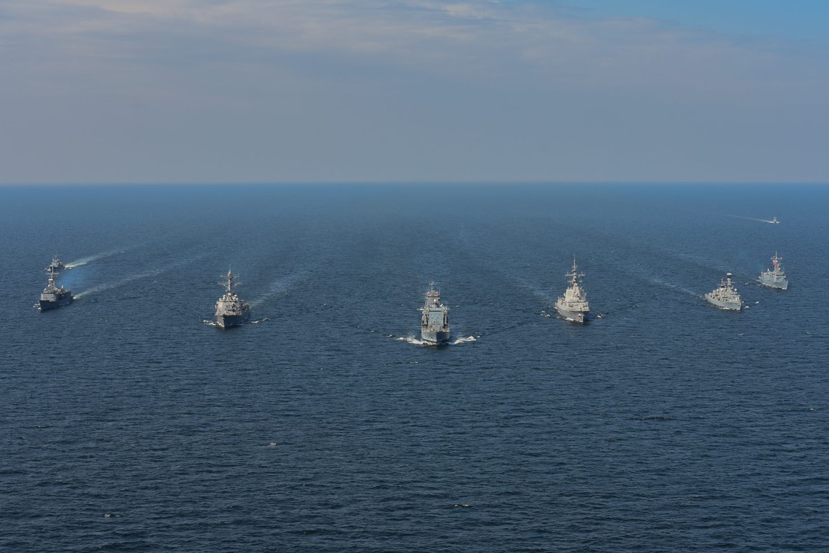 Standing @NATO Maritime Group 1 (SNMG1) during a passing exercise (PASSEX) with the Polish Navy @MarWojRP last week in the Baltic Sea.    