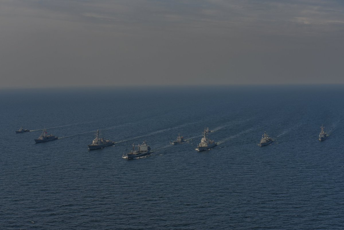 Standing @NATO Maritime Group 1 (SNMG1) during a passing exercise (PASSEX) with the Polish Navy @MarWojRP last week in the Baltic Sea.    