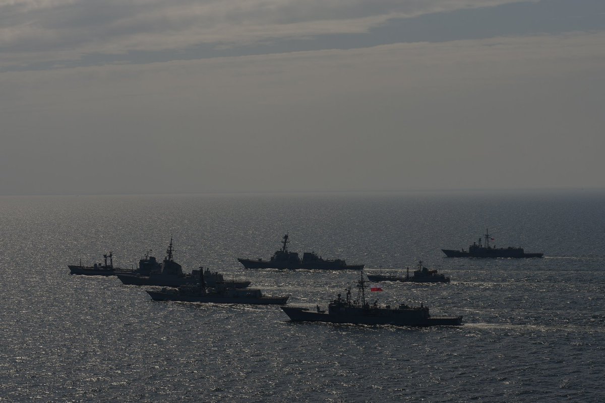 Standing @NATO Maritime Group 1 (SNMG1) during a passing exercise (PASSEX) with the Polish Navy @MarWojRP last week in the Baltic Sea.    