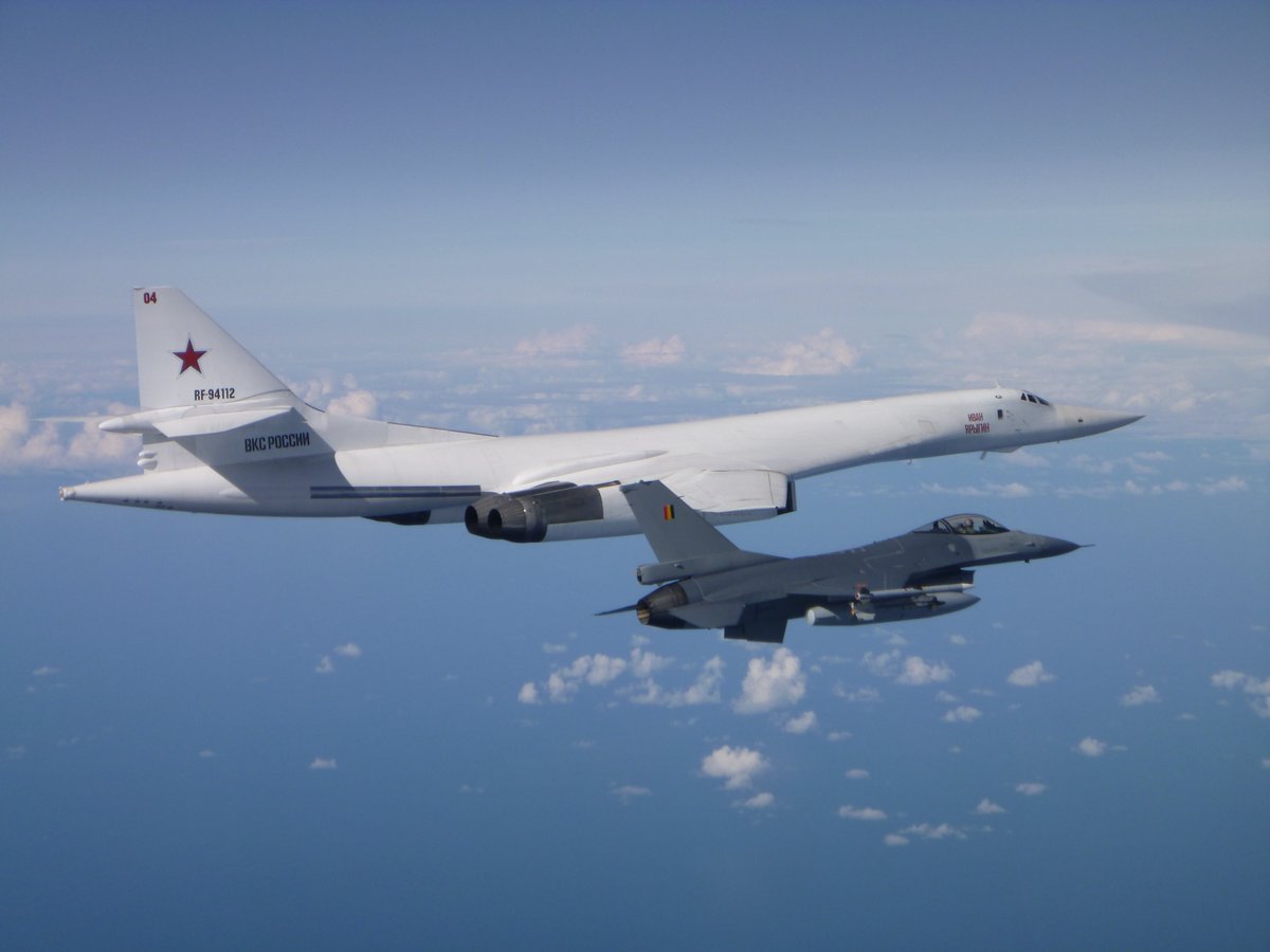 Today two @BeAirForce F16 of NATO's BAP mission intercepted two Russian TU160 Blackjack and two Russian SU27 Flanker above the Baltic Sea. It was the first scramble for the Belgian detachment which is safeguarding the Baltic airspace since the 3th of September