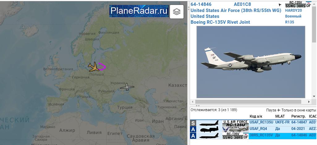 Current US Military assets over Baltic region 0931z: HARDY20 6414846 USAF RC135V Rivet Joint over Poland- eyes on Kalinigrad Oblast. 169332 USNavy P8A Poseidon over Baltic Sea