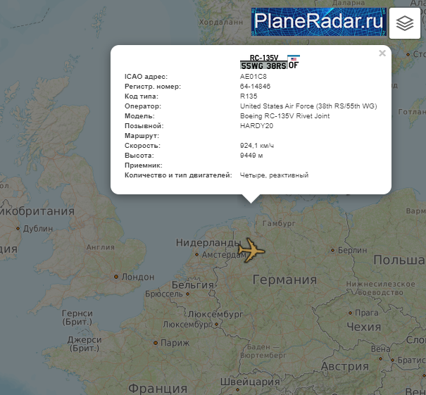 HARDY20 6414846 USAF RC135V Rivet Joint heading east over Germany towards Baltic area for intelligence-gathering mission. 0934z