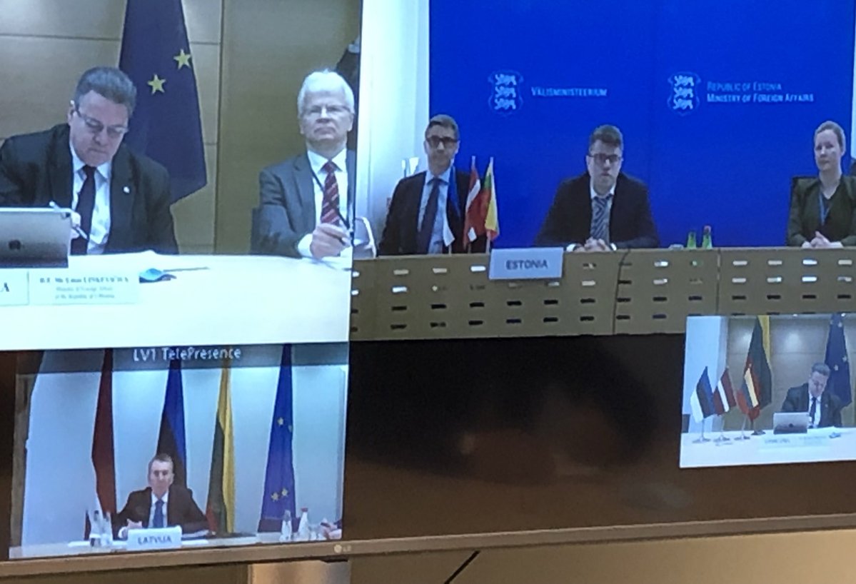 Linas Linkevicius: Another coordination meeting with my Baltic brothers @edgarsrinkevics & @UrmasReinsalu on reopening internal Estonia-Lithuania-Latvia borders from May 15