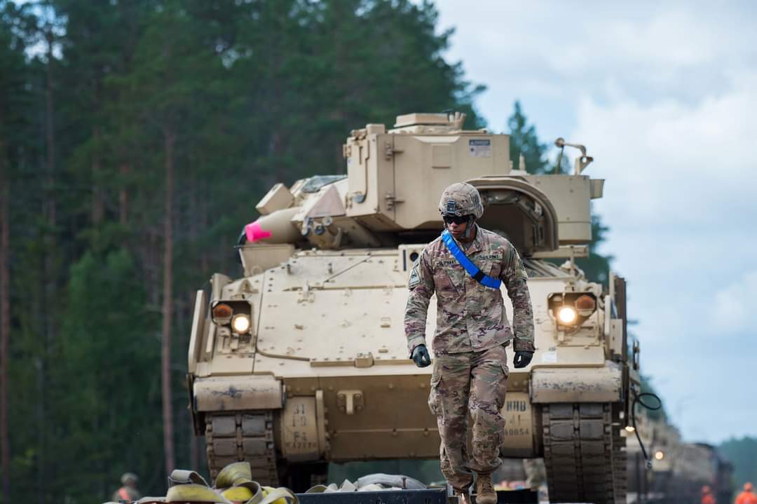 Second batch of @USArmy equipment, including Bradley vehicles belonging to the 2nd Battalion, 69th Armor Regiment, 2nd Armored Brigade Combat Team, @3rd_Infantry, arrived in Lithuania in support of Operation Atlantic Resolve