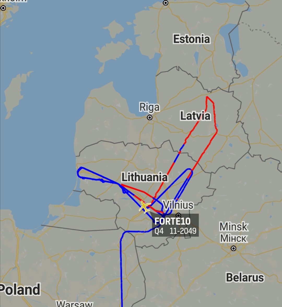 RQ-4B FORTE10/11-2049 flight route over Lithuania and Latvia