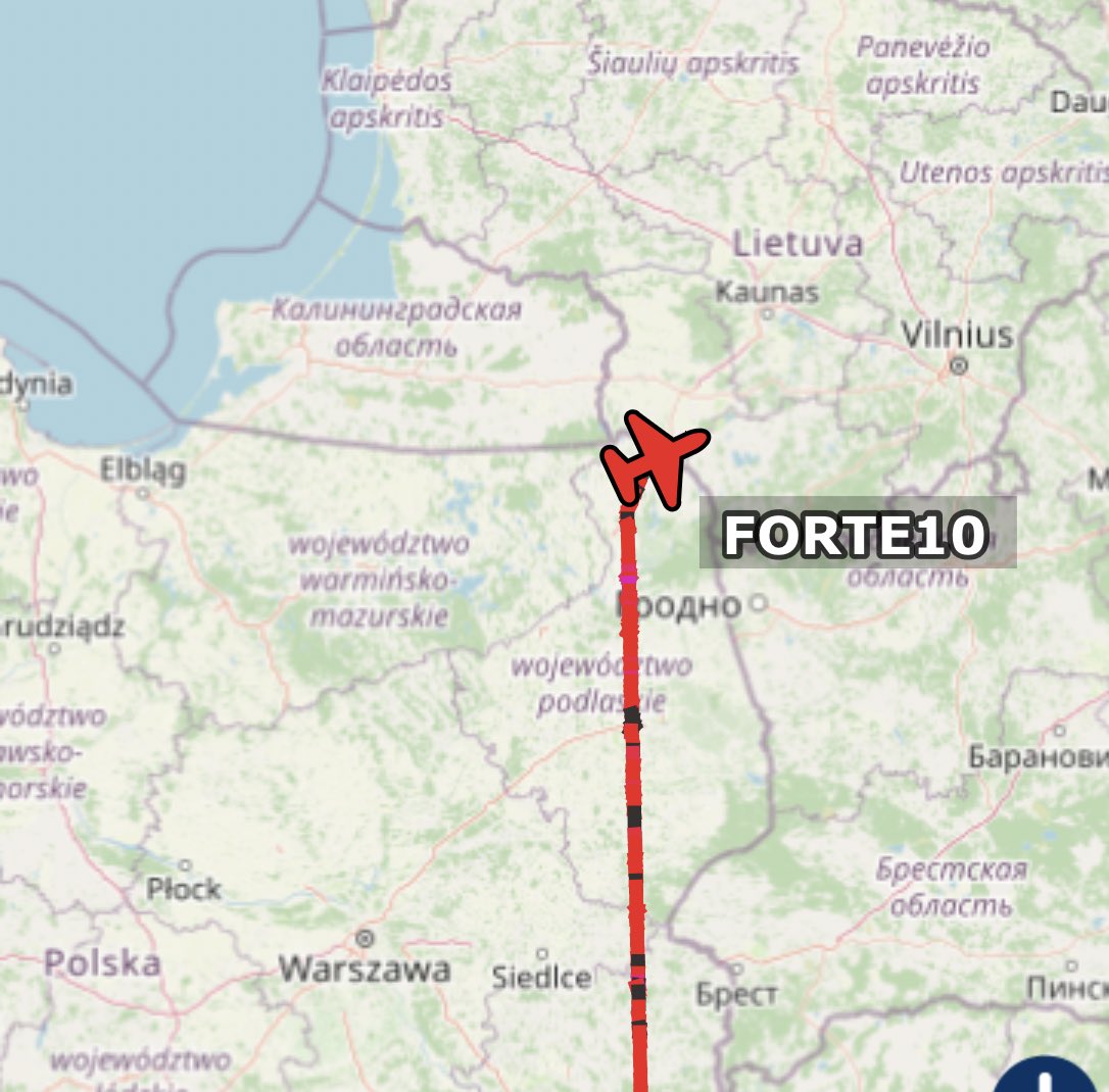 US UAV Global Hawk at Suwalki gap.  FORTE10, AE54B6     Reg.: n/a Country: United States