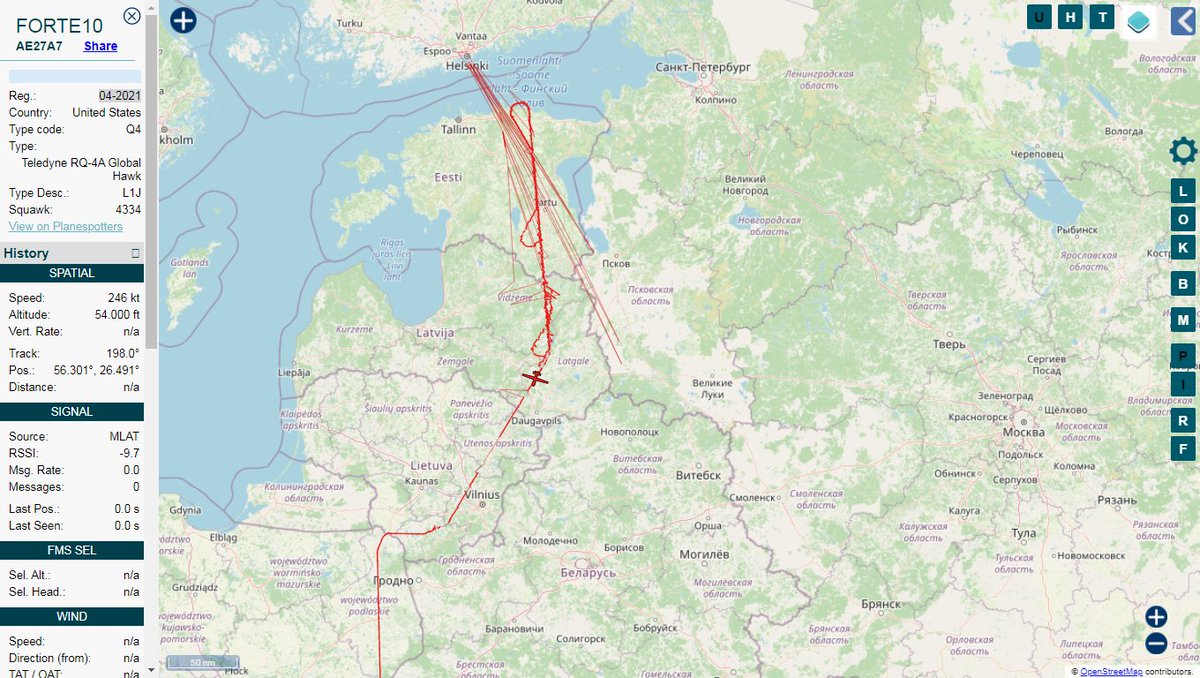 USAF RQ-4 Global Hawk FORTE10 active over Latvia