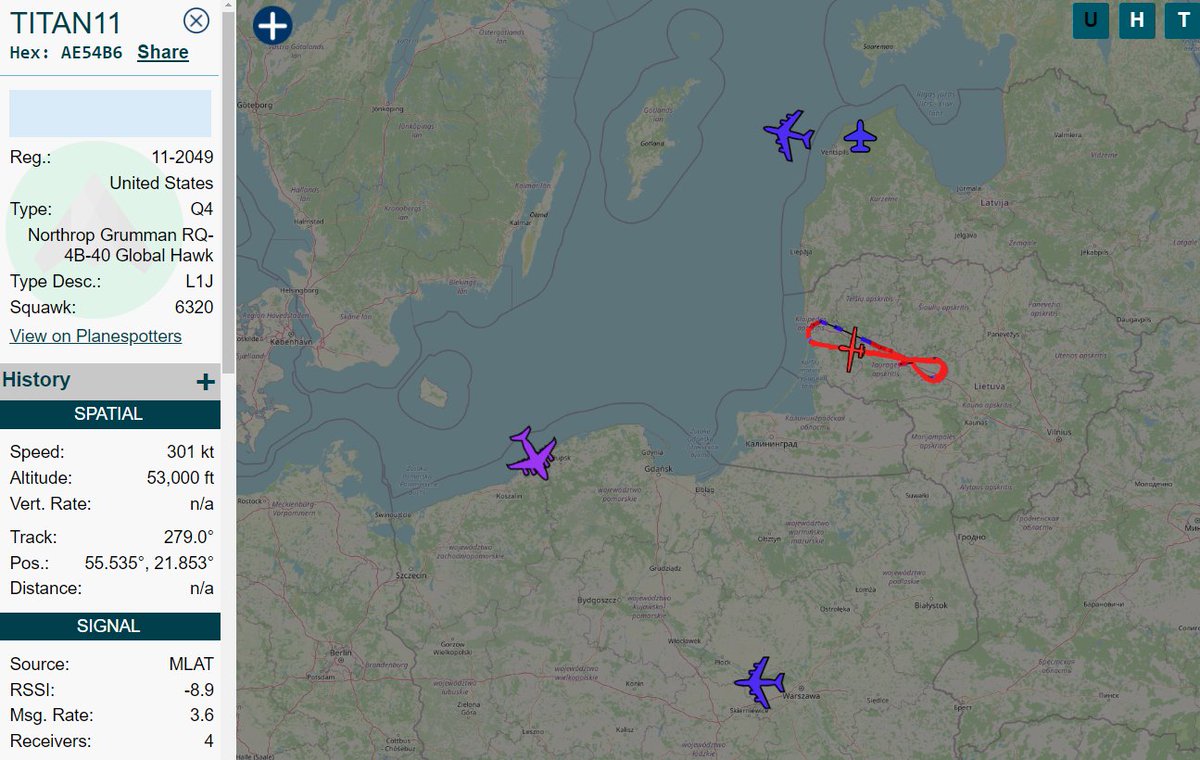 USAF RQ-4 Global Hawk collecting intelligence on Russian activities in Kaliningrad