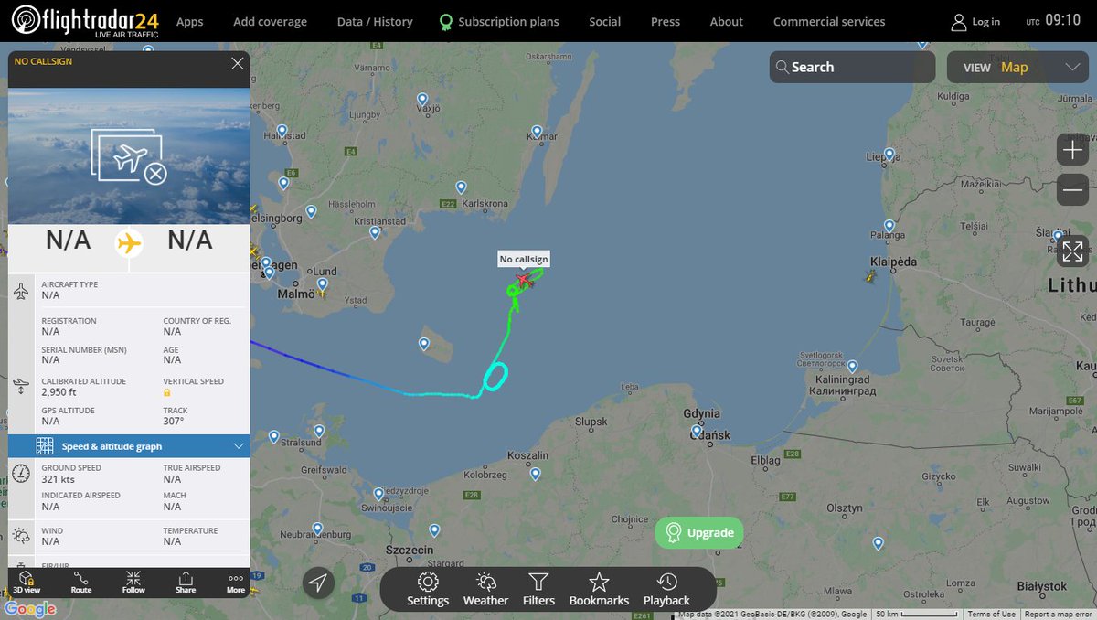 US Navy P8 Poseidon AE685A orbiting over the BalticSea