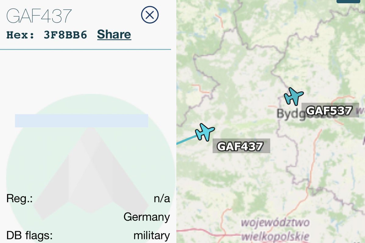 German Air Force, most probably jets, heading towards Kaliningrad and Suwalki Corridor