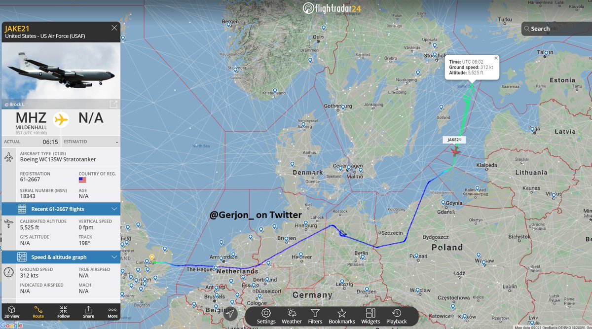 United States Air Force Boeing WC-135W Constant Phoenix/Nuke Sniffer up over the Baltic Sea at only ±5,000 ft 61-2667 JAKE21