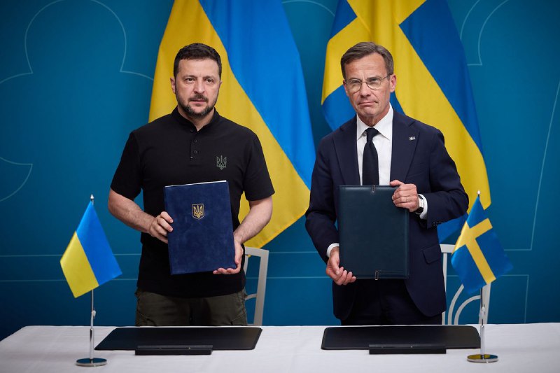 Zelensky: In Stockholm hebben we samen met de premier van Zweden, Ulf Kristersson, de overeenkomst over samenwerking op veiligheidsgebied ondertekend