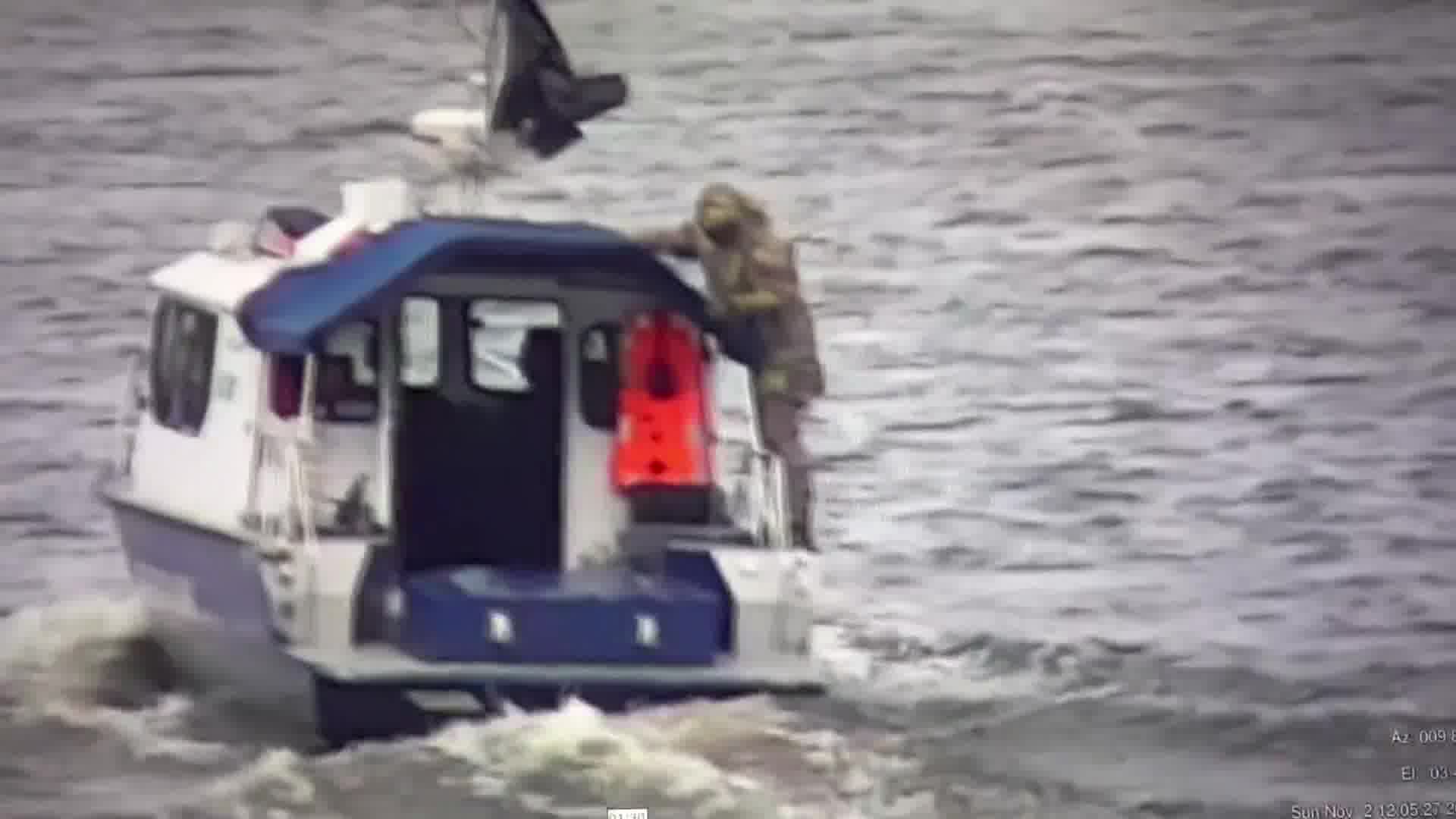 Video published by Ministry of Foreign Affairs of Estonia showing Russian coast guard boat on the border between Estonia and Russia with Wagner PMC flag 