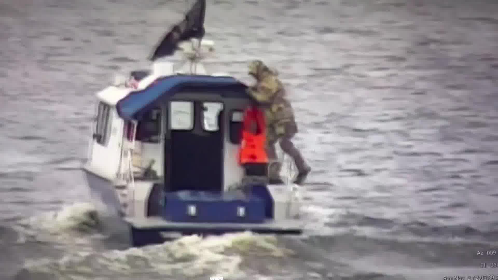 Video published by Ministry of Foreign Affairs of Estonia showing Russian coast guard boat on the border between Estonia and Russia with Wagner PMC flag 